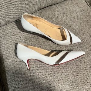 1” White Christian Louboutin Heels